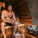 Extra-Wide Outdoor Barrel Sauna w/ Porch - 6 Person 5